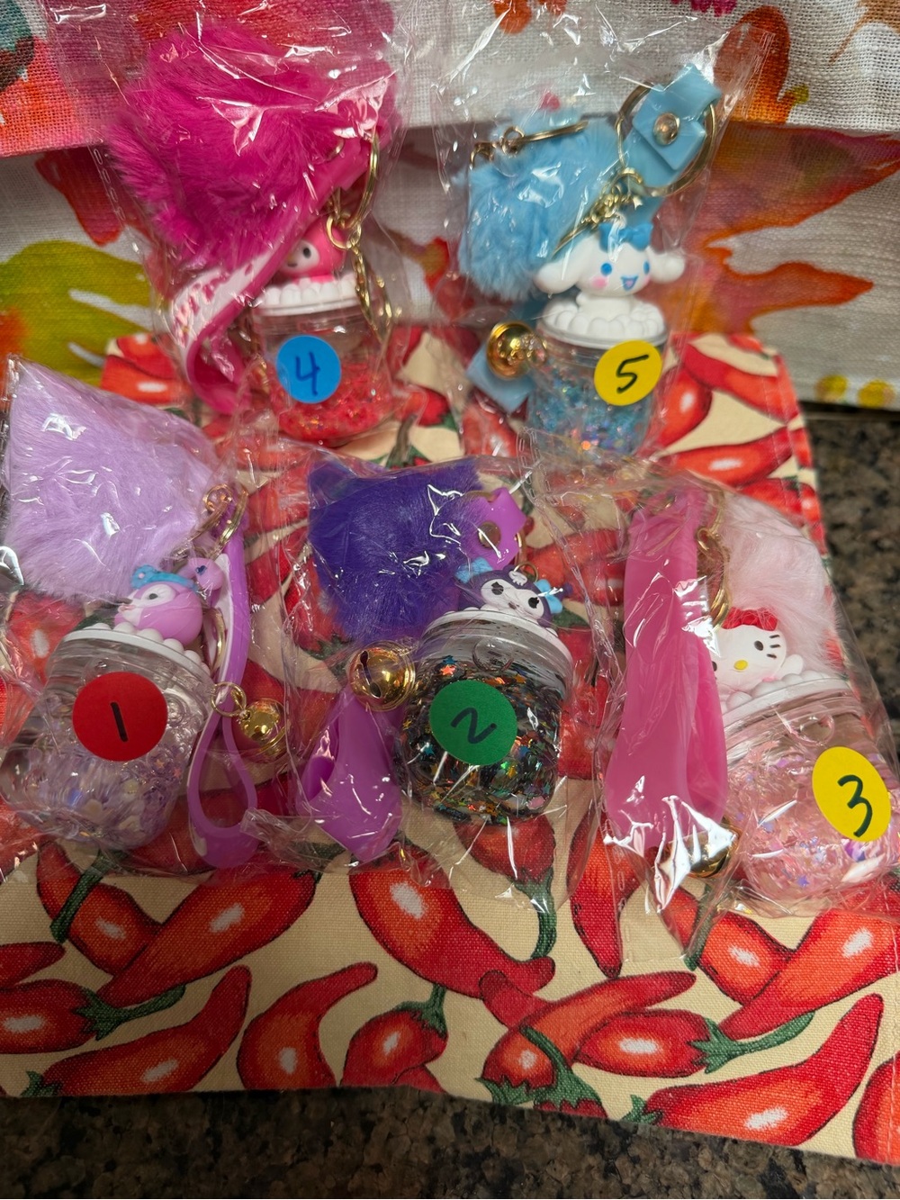 Pom-Pom Character Jar Keychain for Kids - Pink & Purple